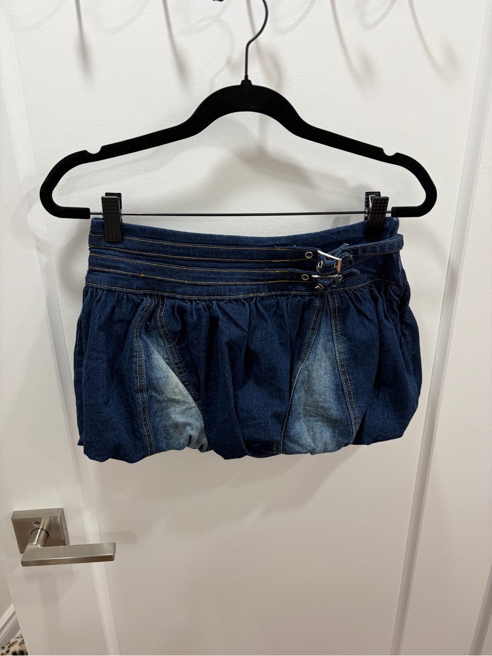 Denim Bubble Skort - Dark Blue